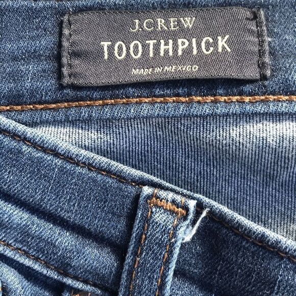 J Crew Denim Toothpick Size 30 Mid Blue Skinny Womens Jeans 30x28 - Picture 7 of 10